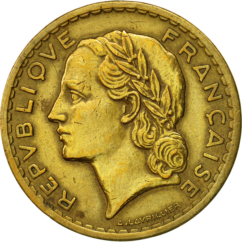 Moneda, Francia, Lavrillier, 5 Francs, 1945, Castelsarrasin, MBC, Aluminio -