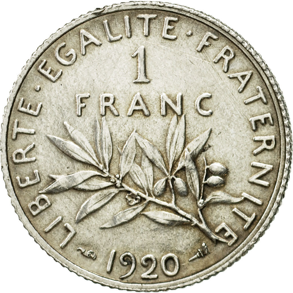 Coin, France, Semeuse, Franc, 1920, Paris, EF(40-45), Silver, KM:844.1