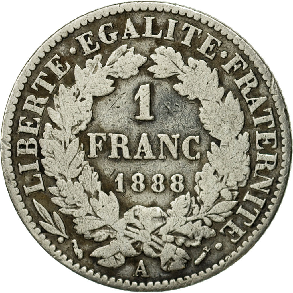 Monnaie, France, Cérès, Franc, 1888, Paris, TB+, Argent, Gadoury:465a