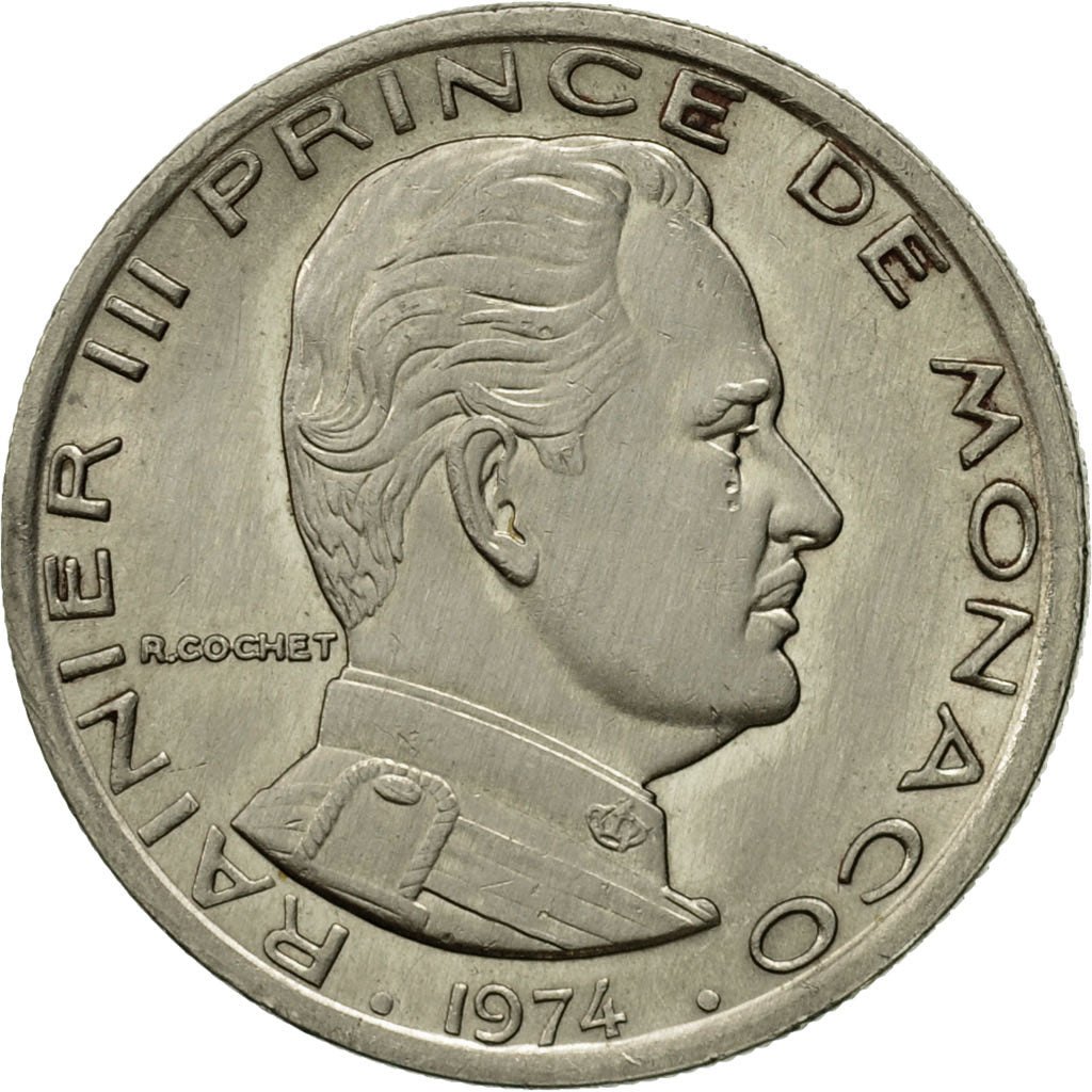 Coin, Monaco, Rainier III, Franc, 1974, EF(40-45), Nickel, KM:140, Gadoury:150