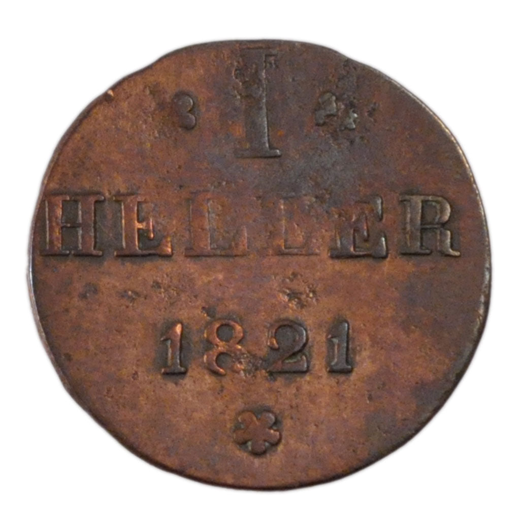 GERMAN STATES, Heller, 1821, KM #301, VF(20-25), Copper, 18.1, 1.30