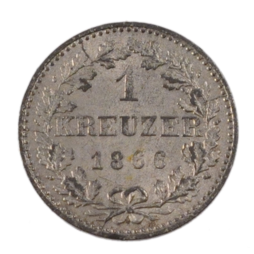 Moneta, Stati tedeschi, FRANKFURT AM MAIN, Kreuzer, 1866, SPL-, Argento, KM:367