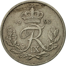 Coin, Denmark, Frederik IX, 25 Öre, 1950, Copenhagen, VF(30-35), Copper-nickel