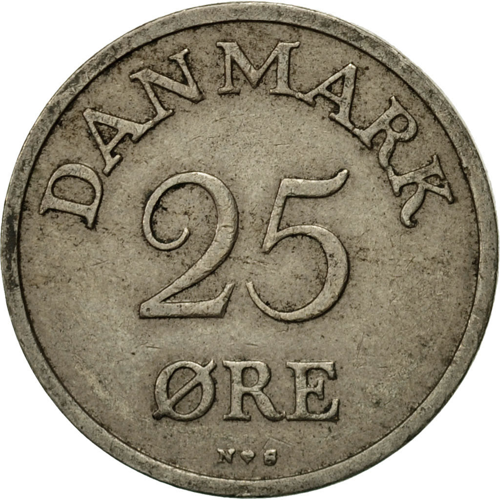 Coin, Denmark, Frederik IX, 25 Öre, 1950, Copenhagen, VF(30-35), Copper-nickel