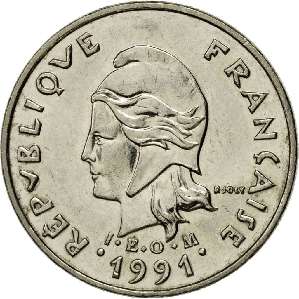 Coin, New Caledonia, 10 Francs, 1991, Paris, AU(50-53), Nickel, KM:11
