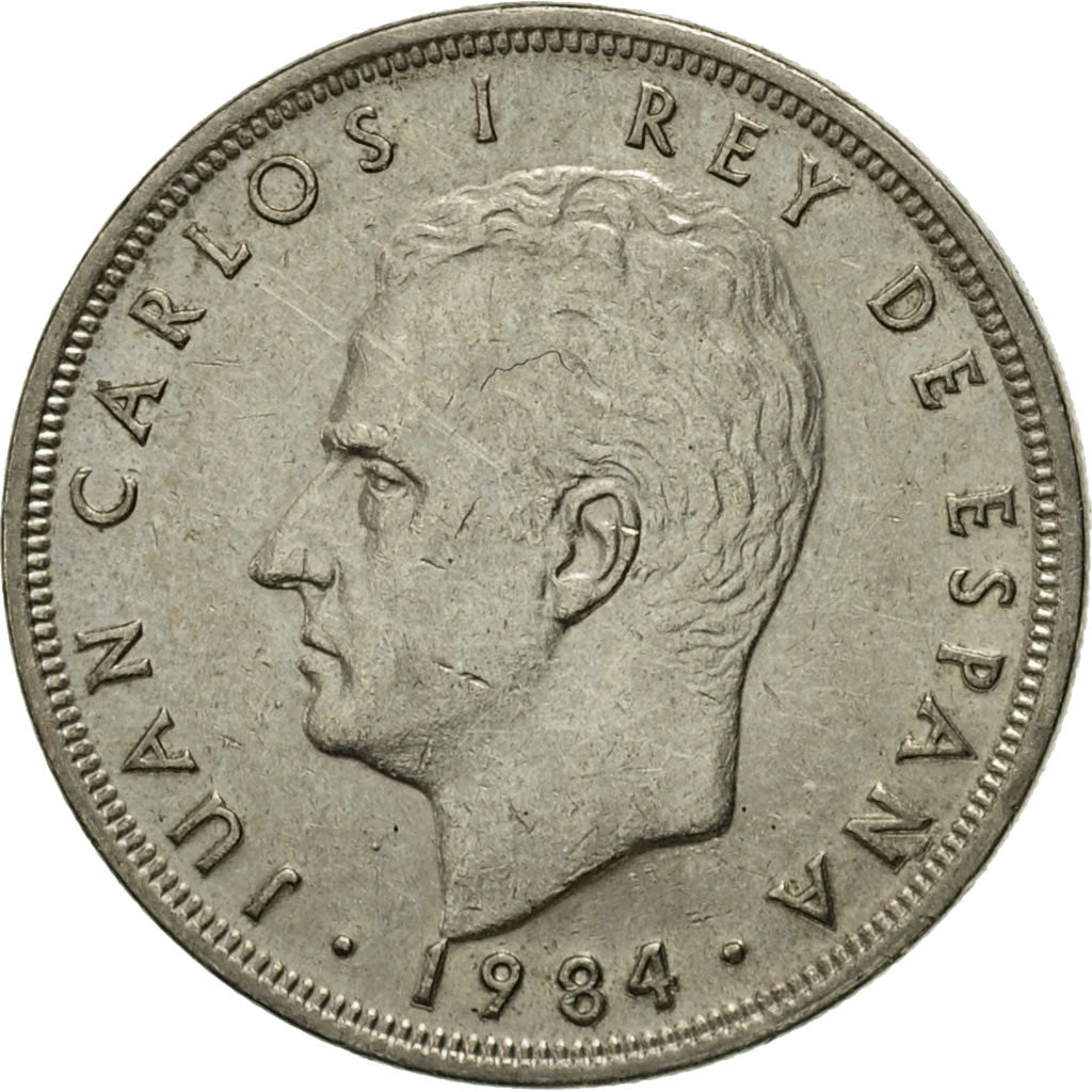 Moneta, Hiszpania, Juan Carlos I, 5 Pesetas, 1984, EF(40-45), Miedź-Nikiel