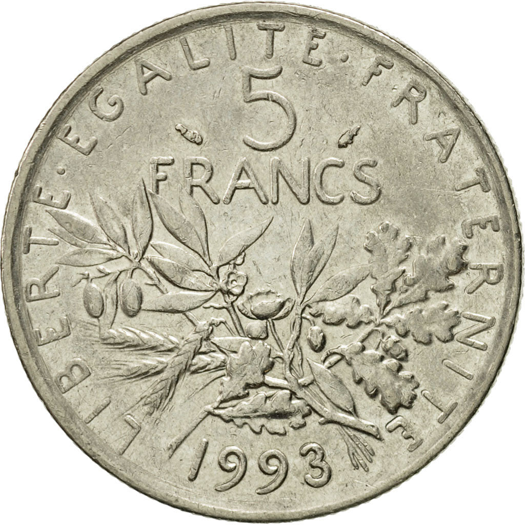 Coin, France, Semeuse, 5 Francs, 1993, Paris, EF(40-45), Nickel Clad