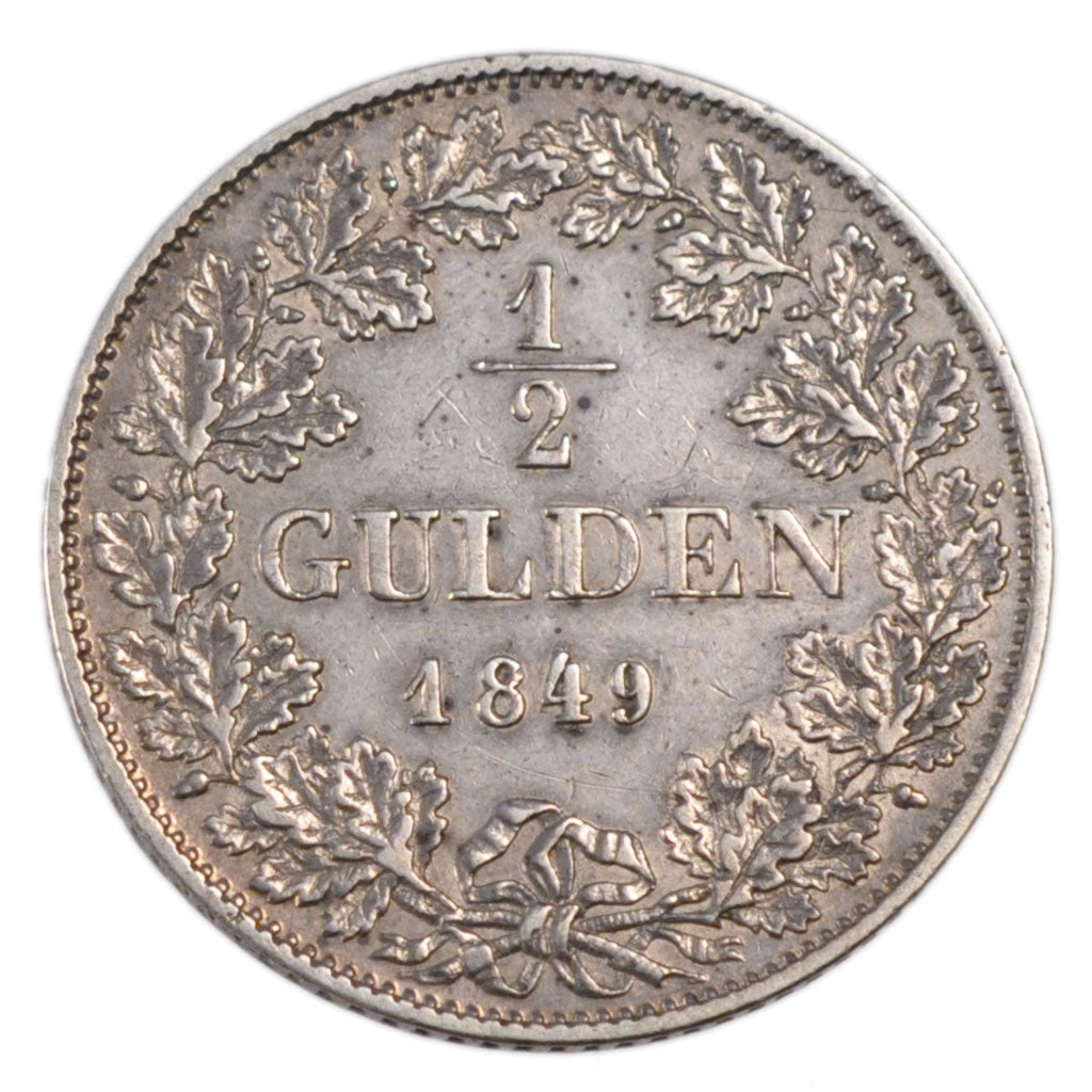Coin, German States, FRANKFURT AM MAIN, 1/2 Gulden, 1849, EF(40-45), Silver