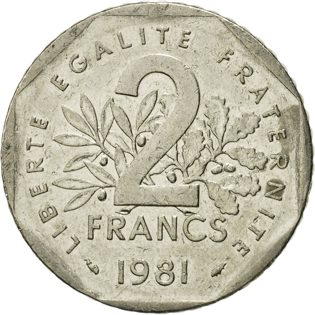 Moneda, Francia, Semeuse, 2 Francs, 1981, Paris, MBC, Níquel, KM:942.1