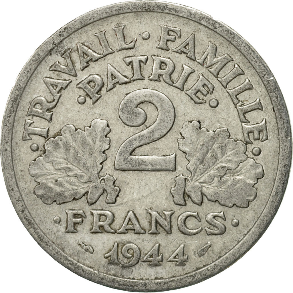 Coin, France, Bazor, 2 Francs, 1944, Castelsarrasin, EF(40-45), Aluminum