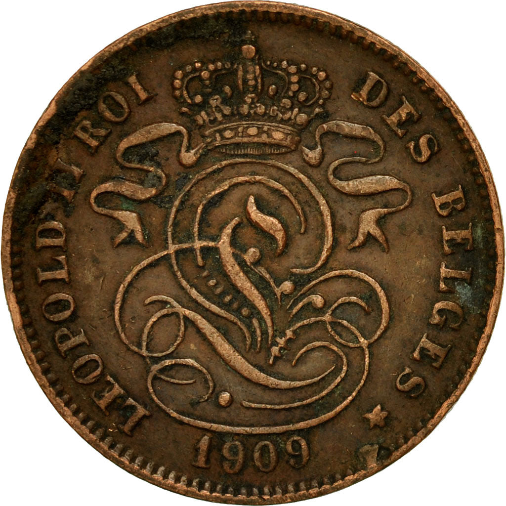 Coin, Belgium, Leopold II, 2 Centimes, 1909, VF(20-25), Copper, KM:35.1