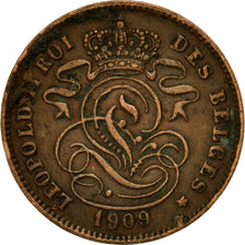 Coin, Belgium, Leopold II, 2 Centimes, 1909, VF(20-25), Copper, KM:35.1