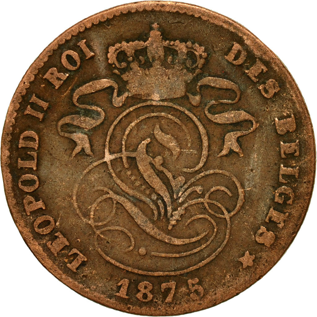 Coin, Belgium, Leopold II, 2 Centimes, 1875, VF(20-25), Copper, KM:35.1