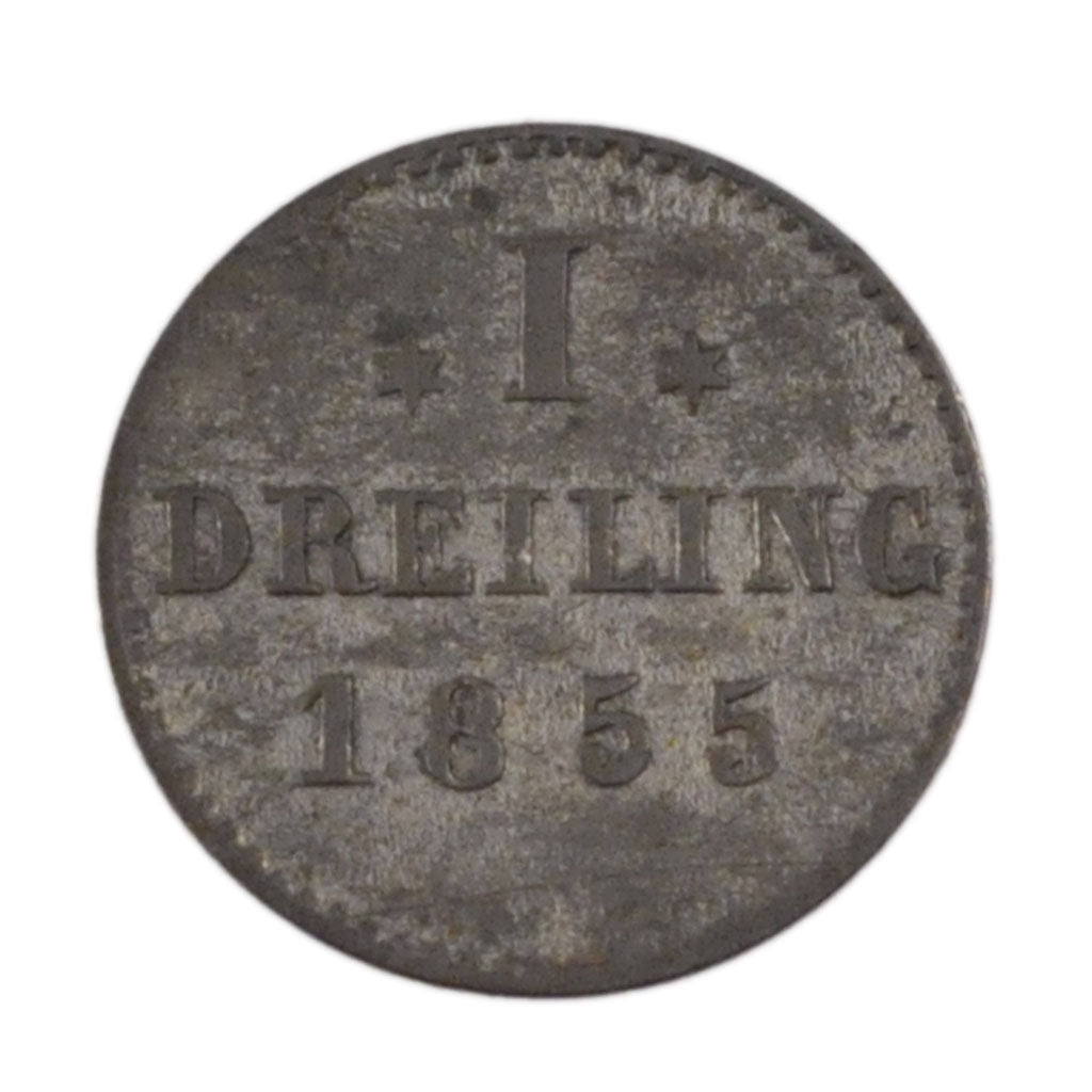 GERMAN STATES, Dreiling, 3 Pfennig, 1855, KM #582, EF(40-45), Silver, 0.50