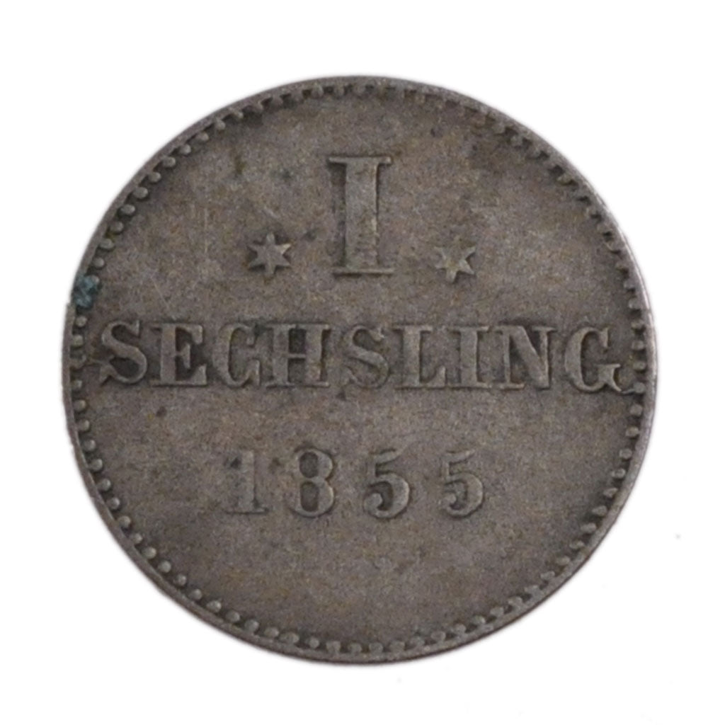 Germany, 1 Sechsling, 1855, KM #276, EF(40-45), Silver, 0.80