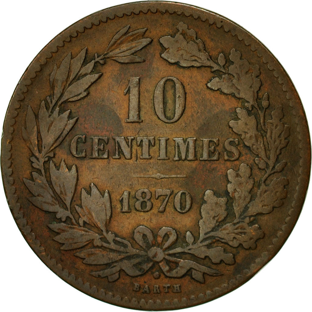 Moneta, Lussemburgo, William III, 10 Centimes, 1870, Utrecht, MB, Bronzo