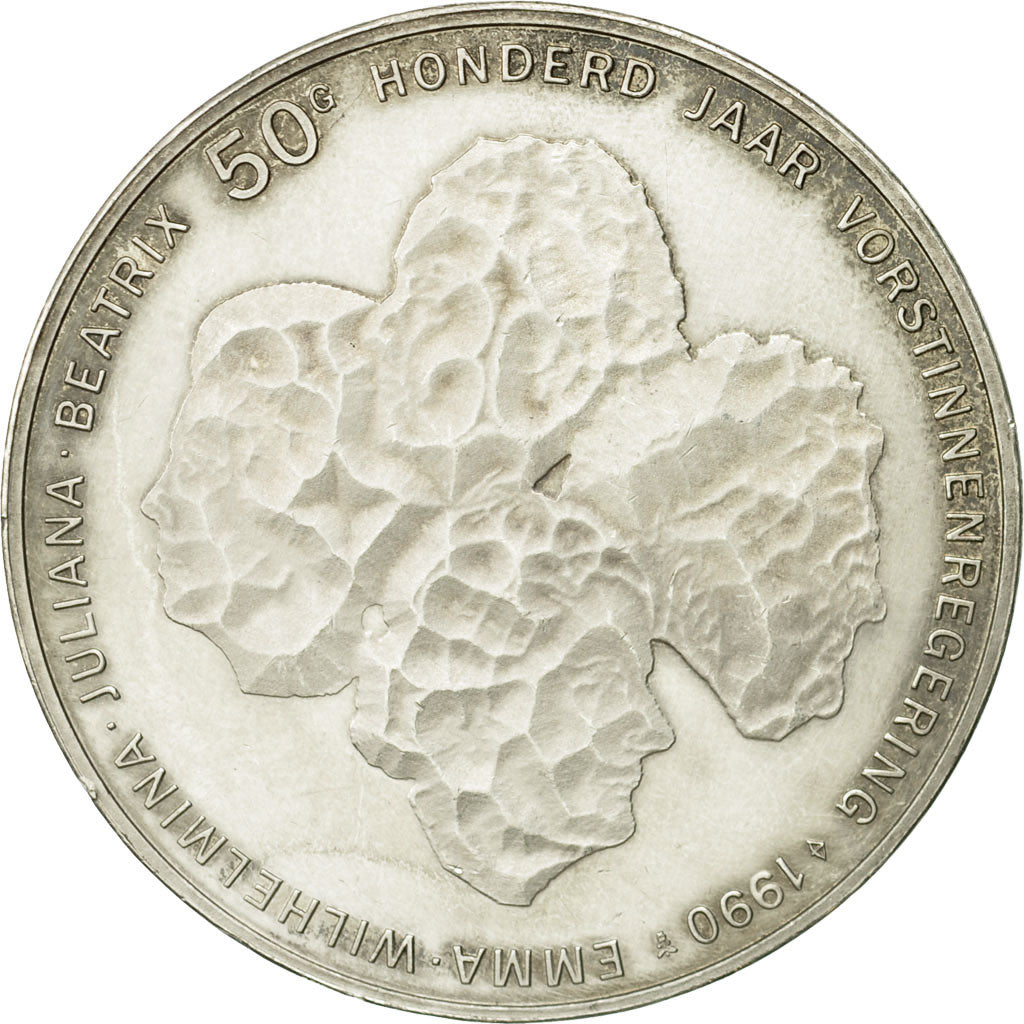Coin, Netherlands, Beatrix, 50 Gulden, 1990, VF(30-35), Silver, KM:214
