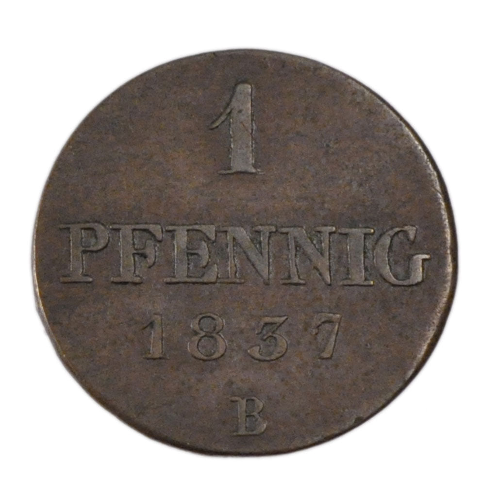 Germany, 1 Pfennig, 1837, KM #1662, EF(40-45), Copper, 2.40