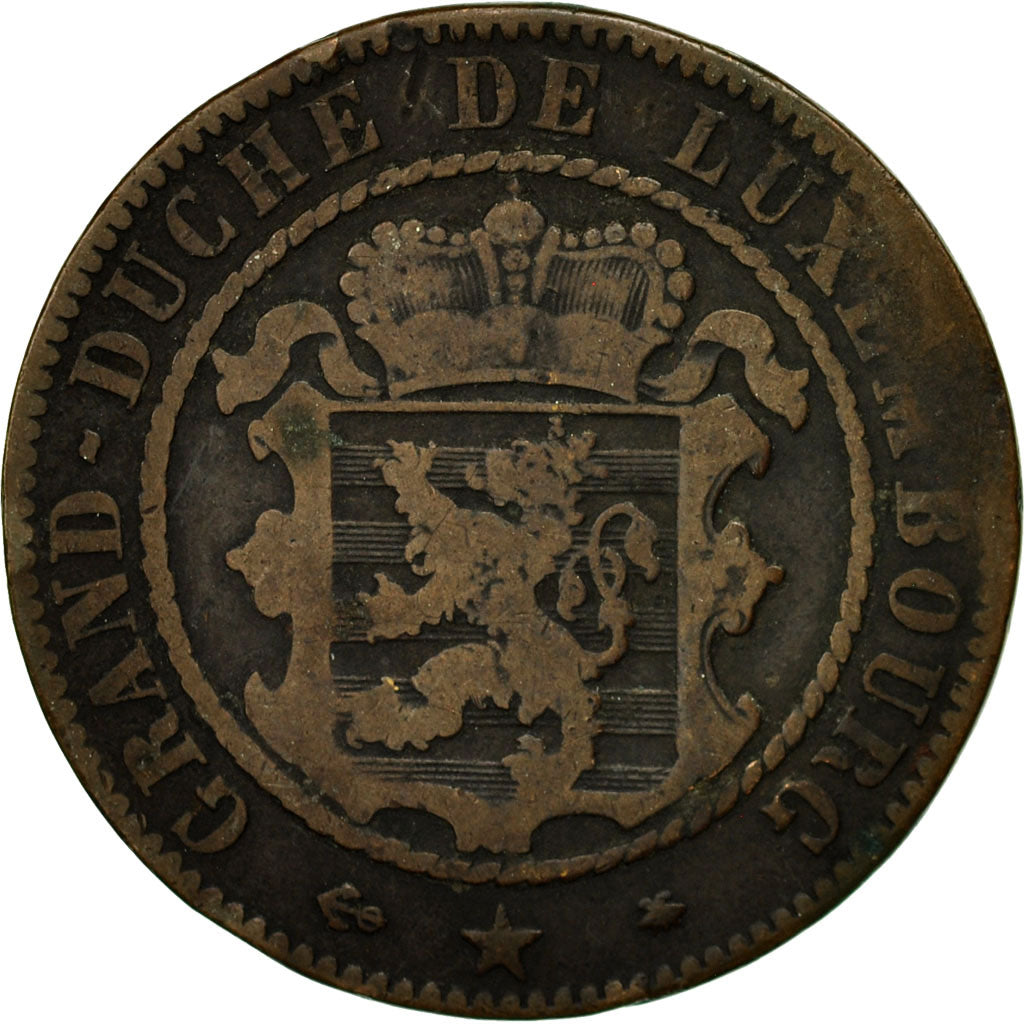 Coin, Luxembourg, William III, 10 Centimes, 1865, Paris, VF(30-35), Bronze