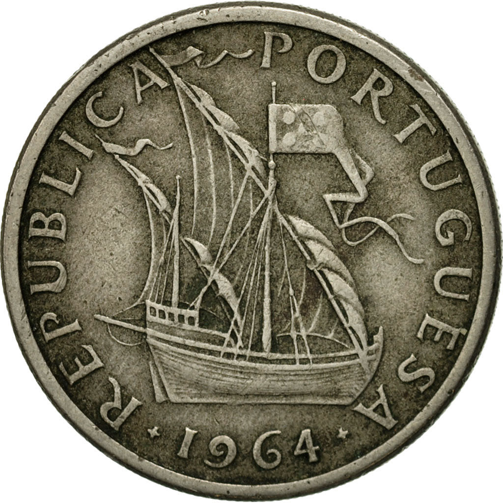 Münze, Portugal, 5 Escudos, 1964, S+, Copper-nickel, KM:591