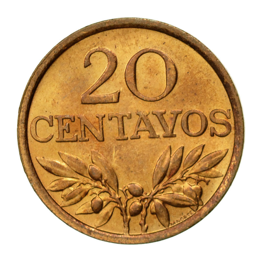 Coin, Portugal, 20 Centavos, 1974, AU(55-58), Bronze, KM:595