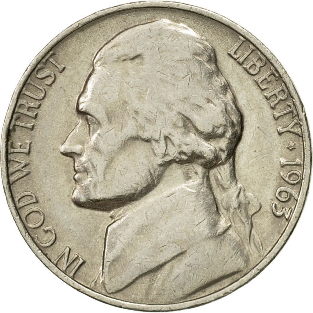 Moneda, Estados Unidos, Jefferson Nickel, 5 Cents, 1963, U.S. Mint