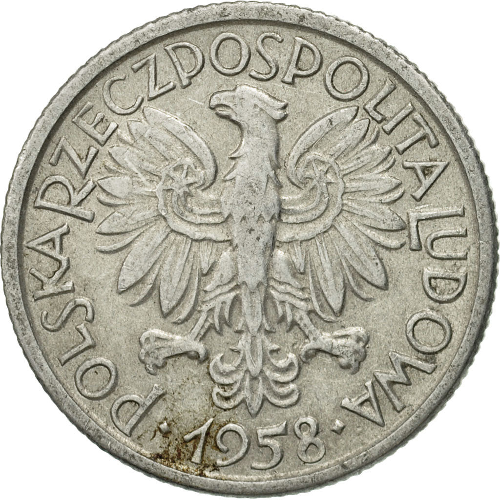 Coin, Poland, 2 Zlote, 1958, Warsaw, VF(30-35), Aluminum, KM:46
