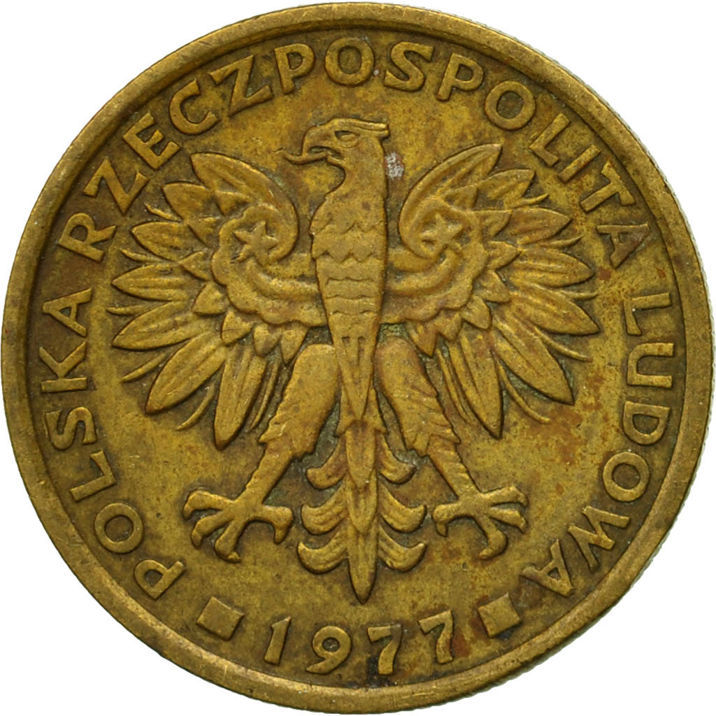 Coin, Poland, 2 Zlote, 1977, Warsaw, EF(40-45), Brass, KM:80.1