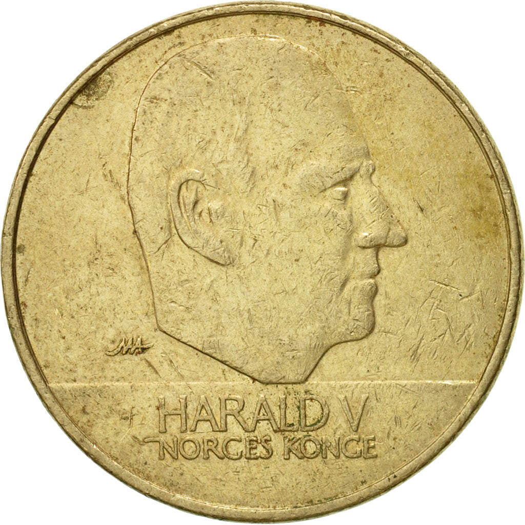 Coin, Norway, Harald V, 20 Kroner, 2000, EF(40-45), Nickel-brass, KM:453