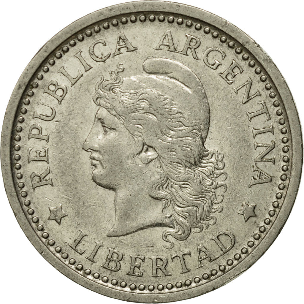 Coin, Argentina, Peso, 1957, EF(40-45), Nickel Clad Steel, KM:57