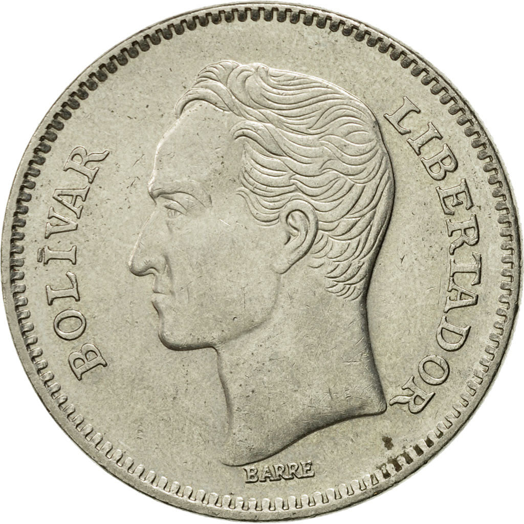 Münze, Venezuela, 5 Bolivares, 1989, Werdohl, SS, Nickel Clad Steel, KM:53a.1
