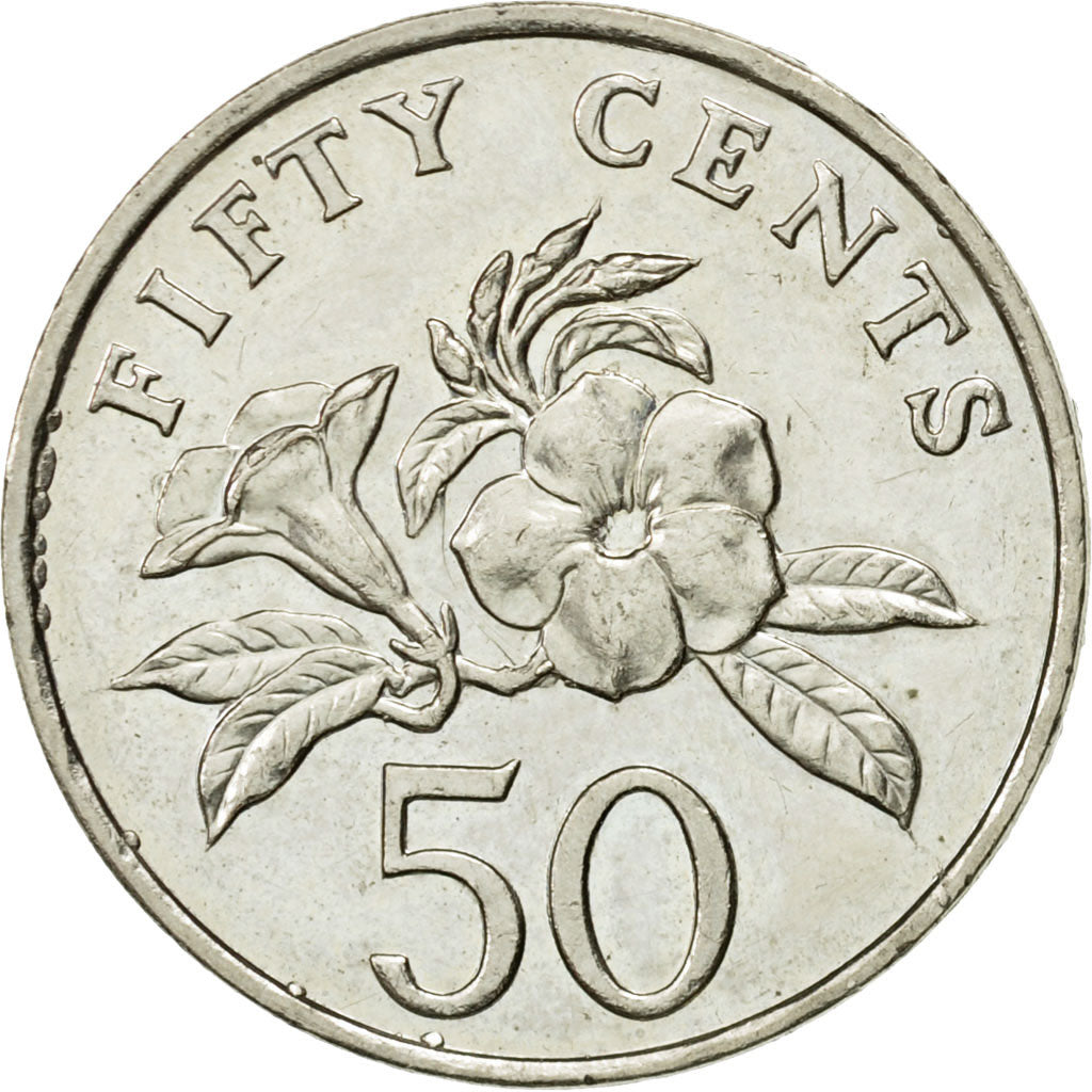 Coin, Singapore, 50 Cents, 1995, Singapore Mint, EF(40-45), Copper-nickel