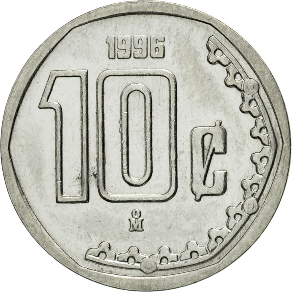 Moneta, Messico, 10 Centavos, 1996, Mexico City, BB+, Acciaio inossidabile