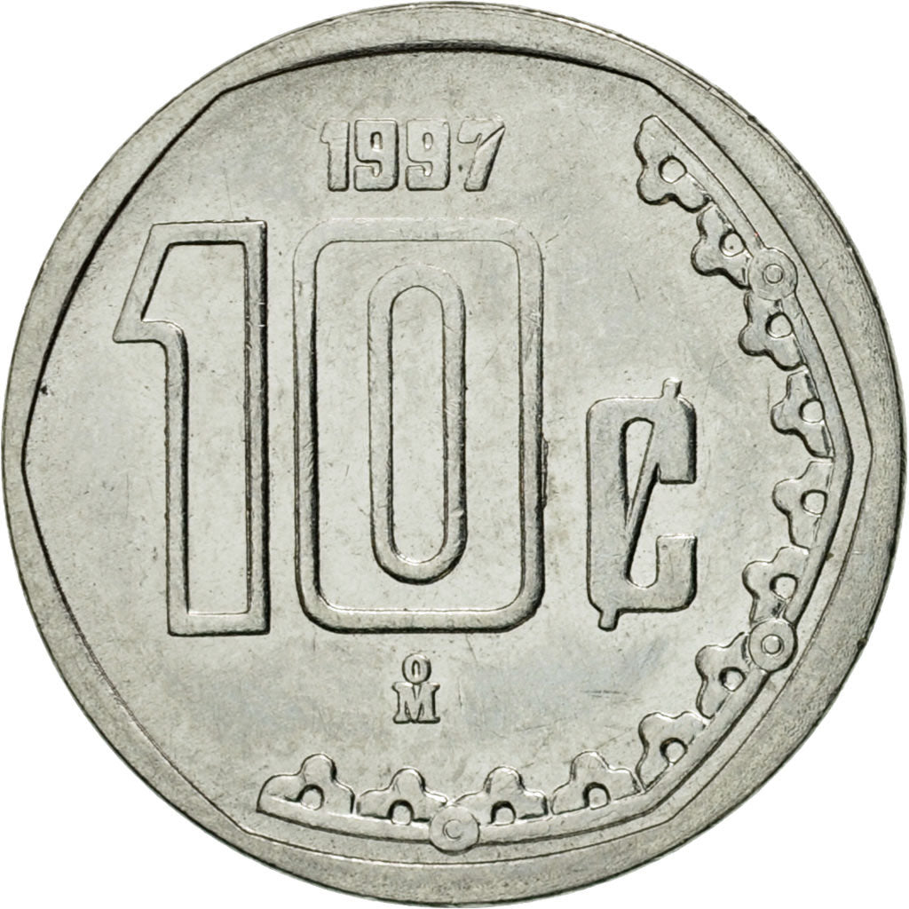 Moneta, Messico, 10 Centavos, 1997, Mexico City, BB+, Acciaio inossidabile