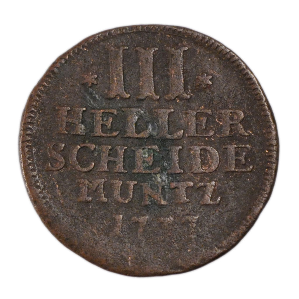 GERMAN STATES, 3 Heller, 1737, KM #422, EF(40-45), Copper, 5.30