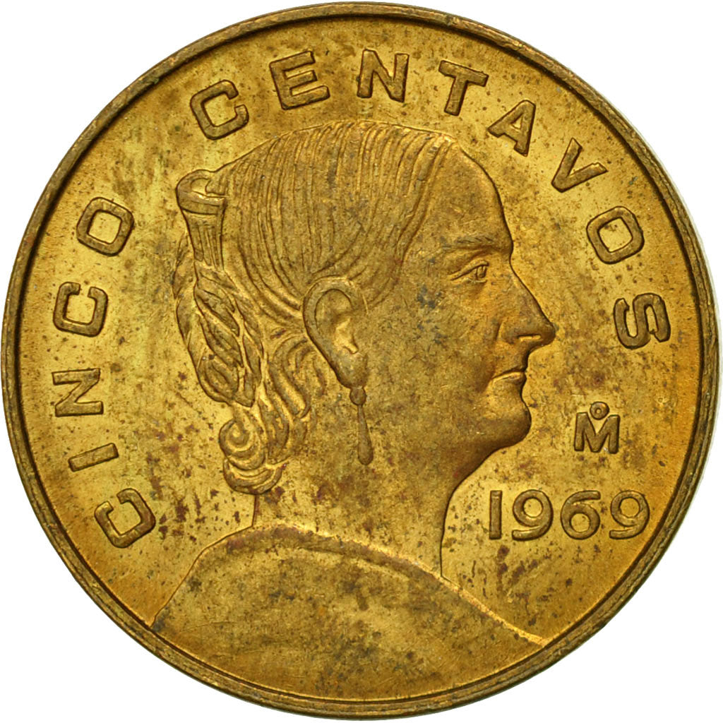 Moneta, Messico, 5 Centavos, 1969, Mexico City, BB, Ottone, KM:426