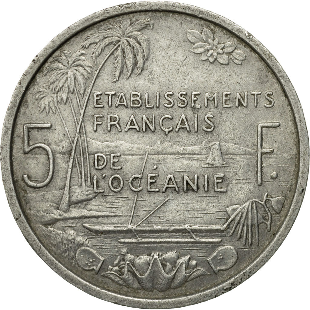 Coin, FRENCH OCEANIA, 5 Francs, 1952, EF(40-45), Aluminum, KM:4