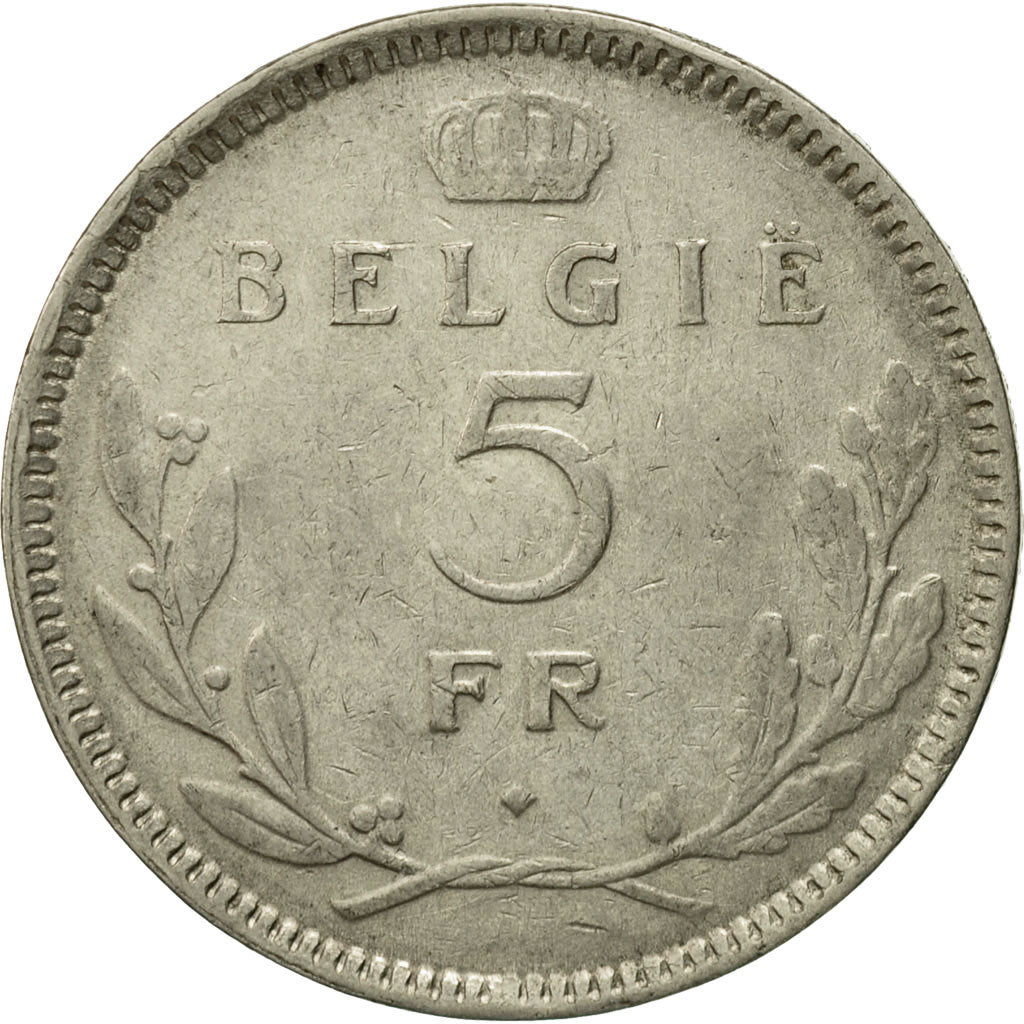 Coin, Belgium, 5 Francs, 5 Frank, 1936, VF(30-35), Nickel, KM:109.1