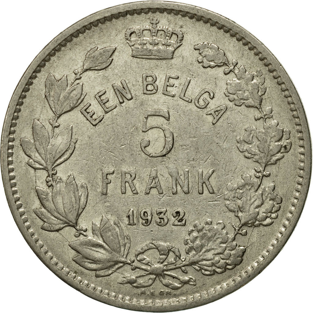 Coin, Belgium, 5 Francs, 5 Frank, 1932, VF(30-35), Nickel, KM:98