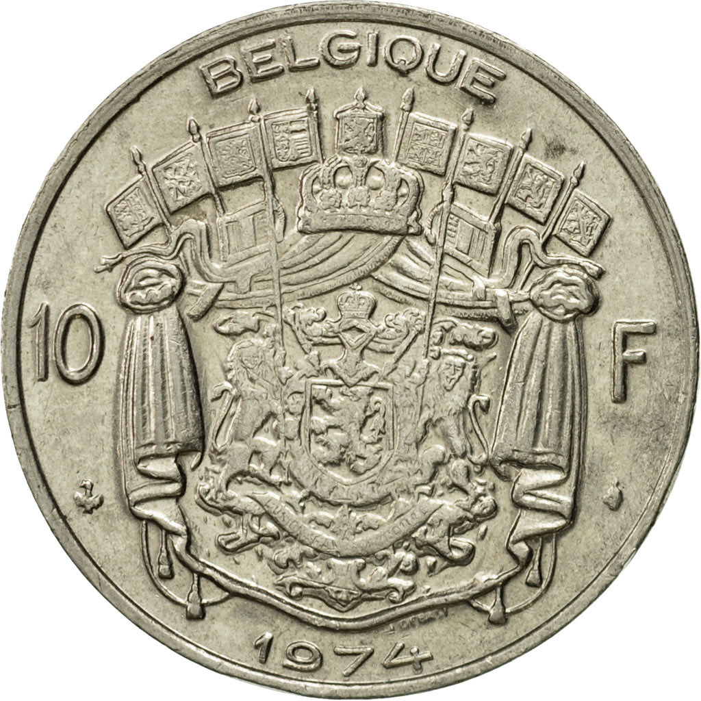 Coin, Belgium, 10 Francs, 10 Frank, 1974, Brussels, VF(30-35), Nickel, KM:155.1
