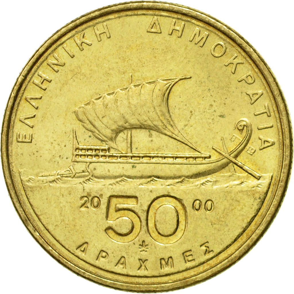 Moneta, Grecia, 50 Drachmes, 2000, BB, Alluminio-bronzo, KM:147