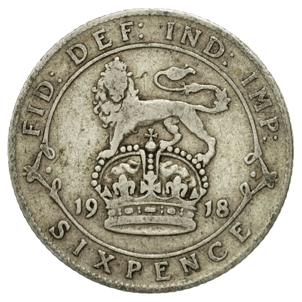Coin, Great Britain, George V, 6 Pence, 1918, VF(30-35), Silver, KM:815