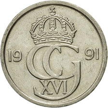 Coin, Sweden, Carl XVI Gustaf, 50 Öre, 1991, EF(40-45), Copper-nickel, KM:855