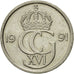 Coin, Sweden, Carl XVI Gustaf, 50 Öre, 1991, EF(40-45), Copper-nickel, KM:855