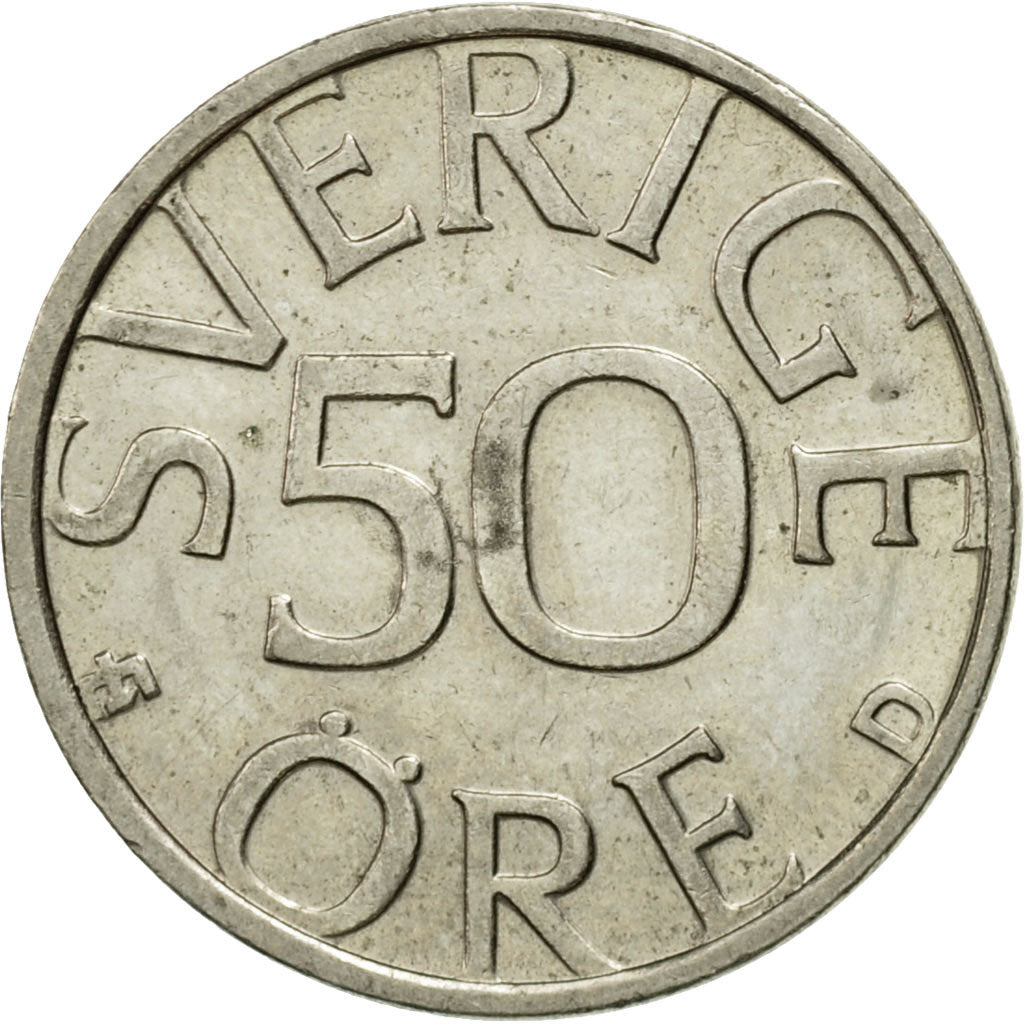 Coin, Sweden, Carl XVI Gustaf, 50 Öre, 1991, EF(40-45), Copper-nickel, KM:855