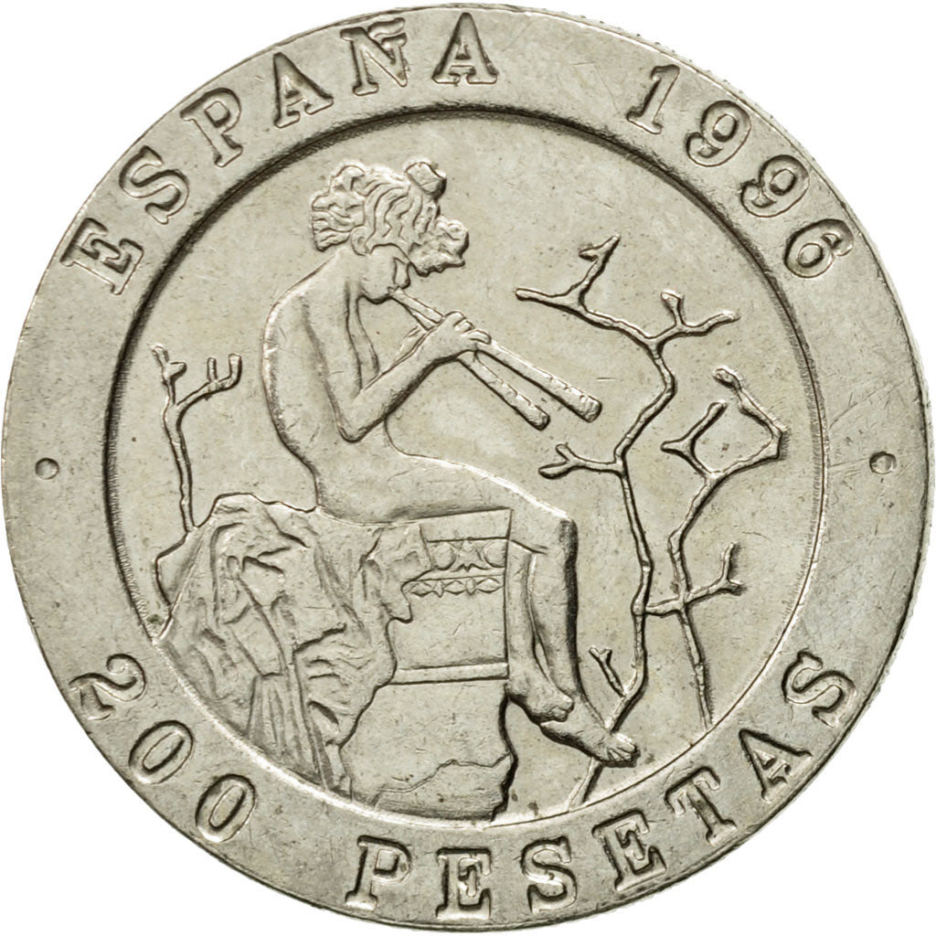 Coin, Spain, Juan Carlos I, 200 Pesetas, 1996, EF(40-45), Copper-nickel, KM:965