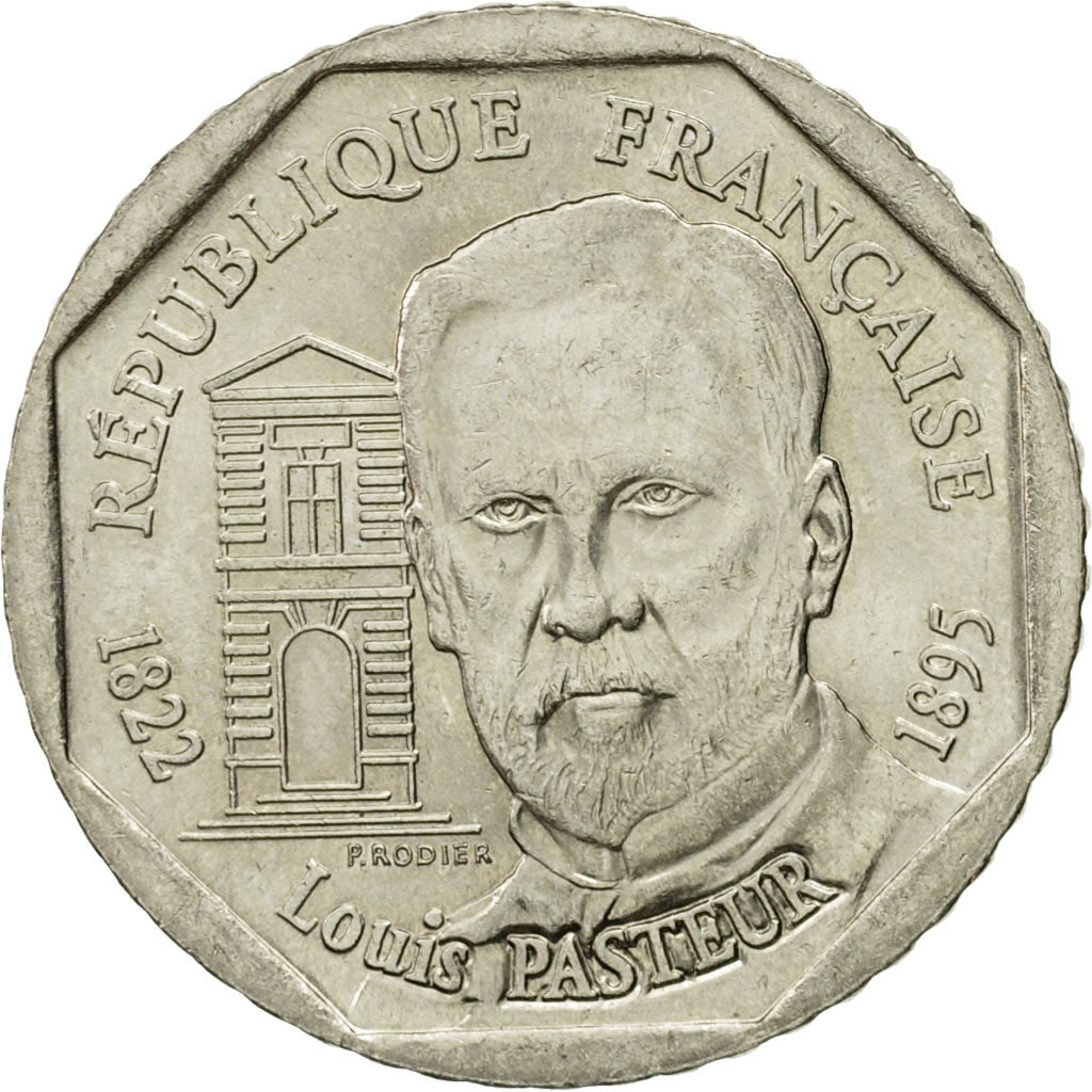 Moneta, Francja, Pasteur, 2 Francs, 1995, Paris, EF(40-45), Nikiel, KM:1119