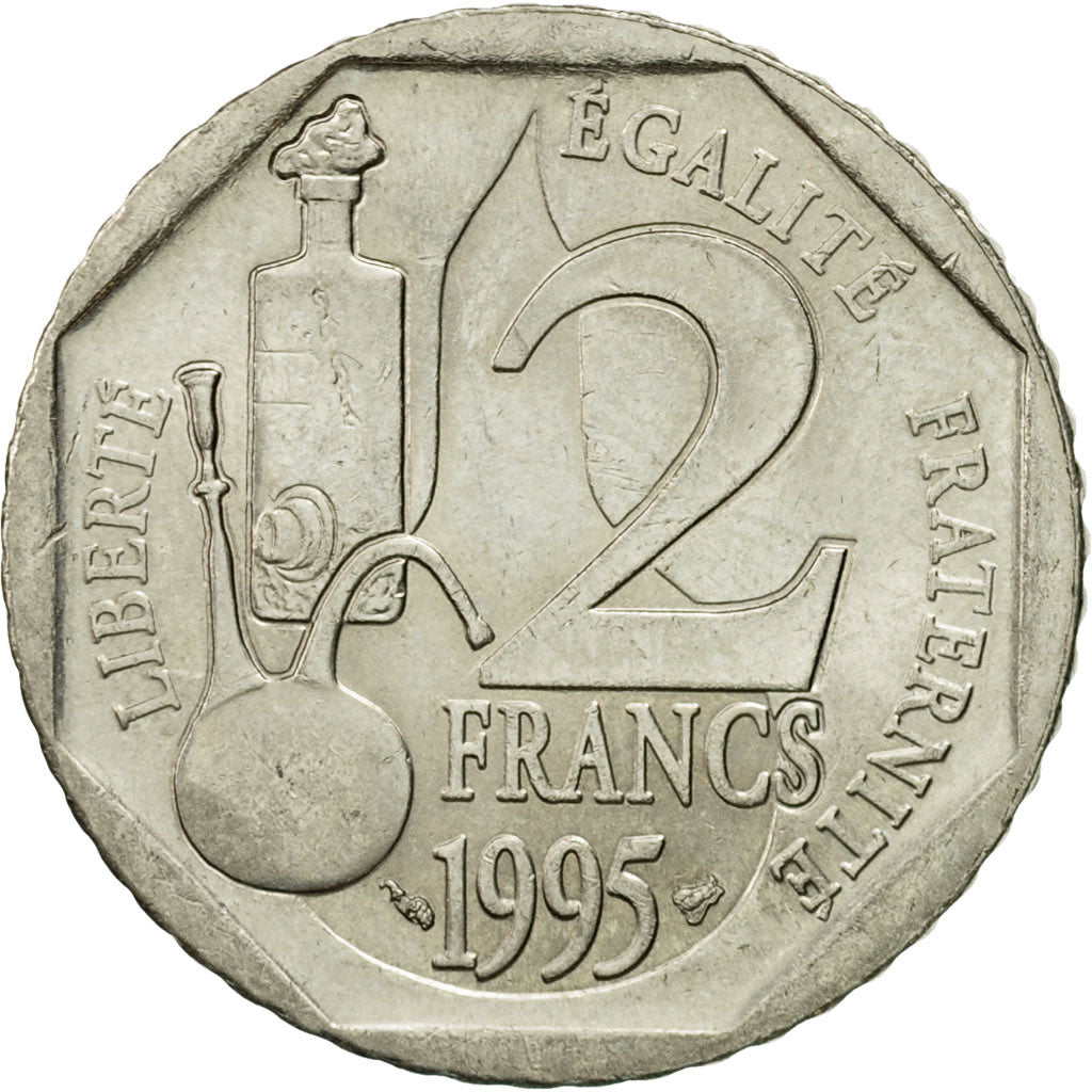 Moneta, Francja, Pasteur, 2 Francs, 1995, Paris, EF(40-45), Nikiel, KM:1119