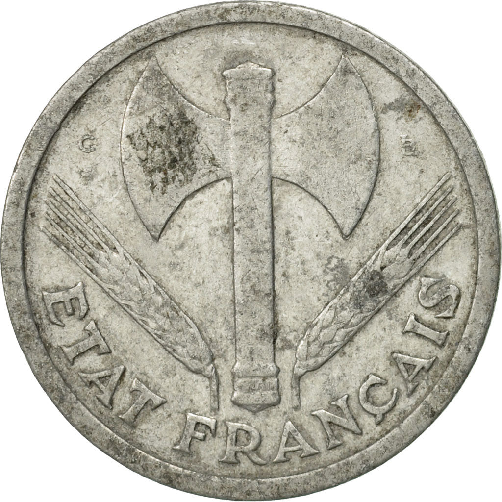 Coin, France, Bazor, 2 Francs, 1944, Castelsarrasin, VF(30-35), Aluminum