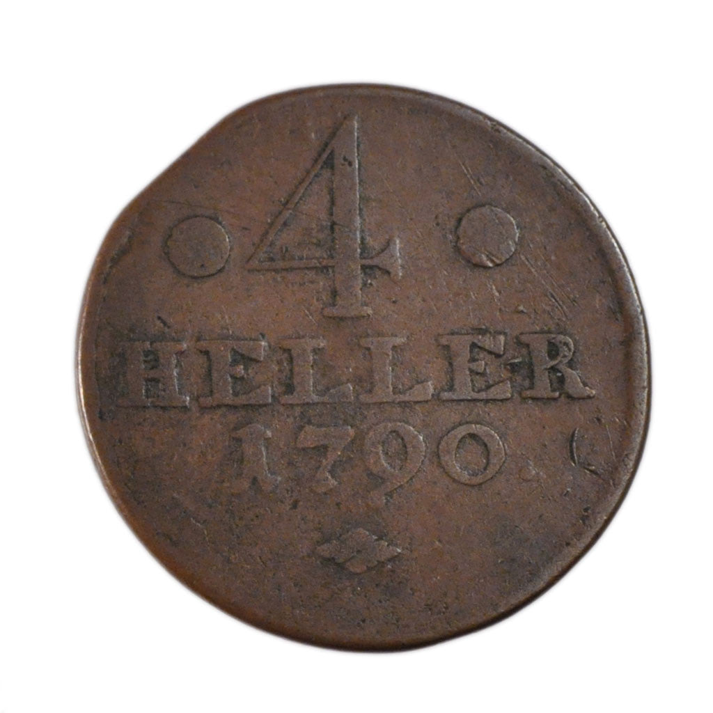 Monnaie, Etats allemands, HESSE-CASSEL, Wilhelm IX, 4 Heller, 1790, TB+, Cuivre